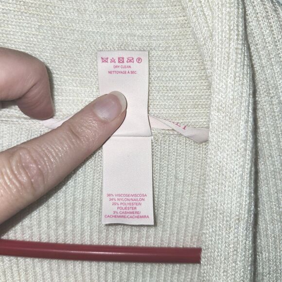 Victoria's Secret Cashmere Blend Ribbed Cardigan Womens Medium Beige Soft Cozy - Picture 6 of 9